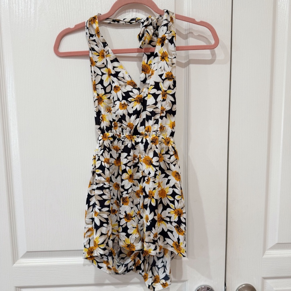 LF Floral Halter Tie Romper